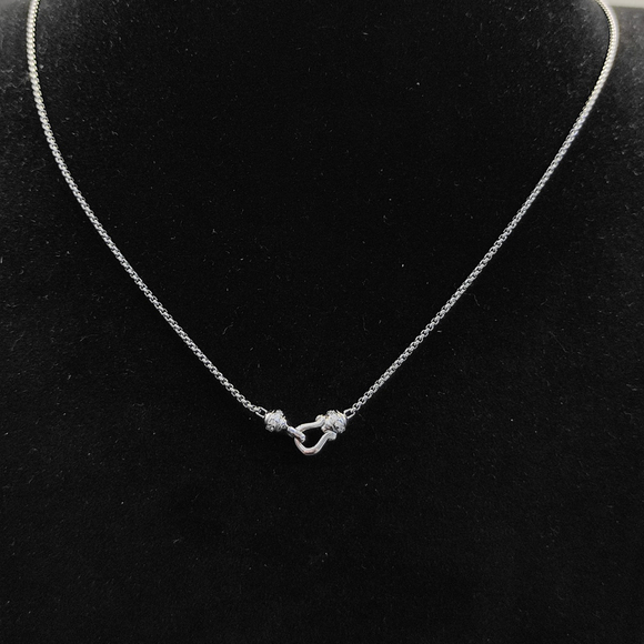 David Yurman Silver Miniature Clasp Necklace